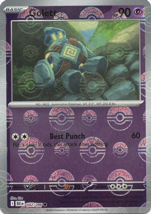 Golett (Poke Ball Pattern) 042  - Holofoil SV Black Bolt - Common