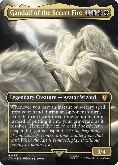 Gandalf of the Secret Fire (Borderless) (Surge Foil) (LTC-551) - Tales of Middle-earth Commander Foil