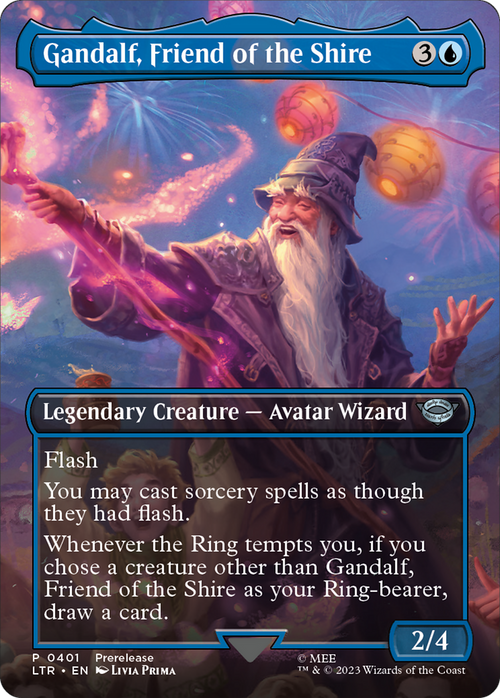 Gandalf, Friend of the Shire (Borderless) (LTR-401) - The Lord of the Rings: Tales of Middle-earth Foil