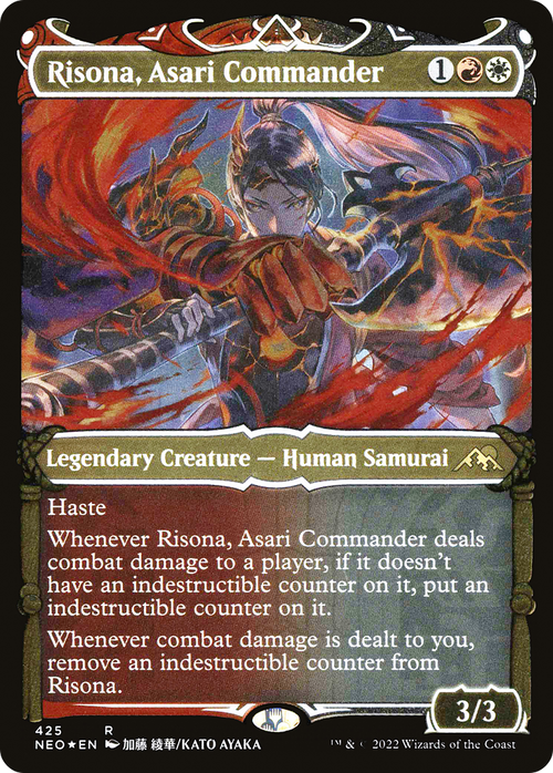 Risona, Asari Commander (Showcase) (Foil Etched) (NEO-425) - Kamigawa: Neon Dynasty: (Showcase) Foil