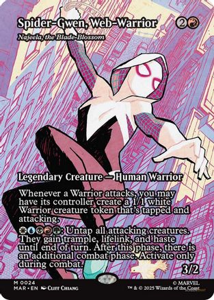 Spider-Gwen, Web-Warrior - Najeela, the Blade-Blossom (Borderless) (MAR-024) - Marvel Eternal-Legal Foil