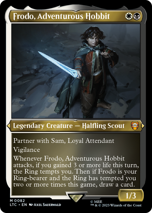 Frodo, Adventurous Hobbit (Display Commander) - Thick Stock (LTC-082) - Tales of Middle-earth Commander Foil