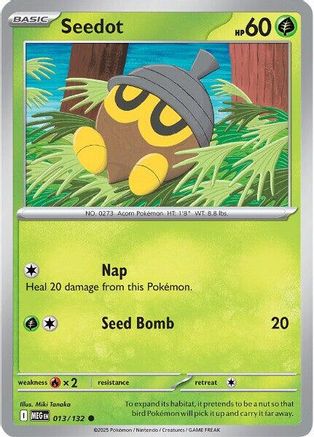 Seedot 013  - Reverse Holofoil ME01 Mega Evolution - Common
