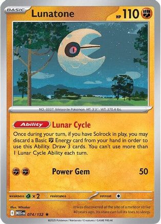 Lunatone 074  - Holofoil ME01 Mega Evolution - Rare