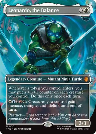 Leonardo, the Balance (0001) (Borderless) (TMC-001) - Commander: Teenage Mutant Ninja Turtles Foil