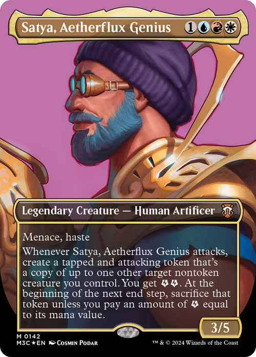 Satya, Aetherflux Genius (Borderless) (Ripple Foil) (M3C-142) - Modern Horizons 3 Commander Foil