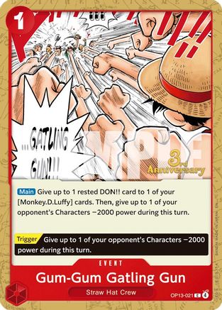 Gum-Gum Gatling Gun (OP13-021) - Carrying On His Will: 3rd Anniversary Tournament Cards