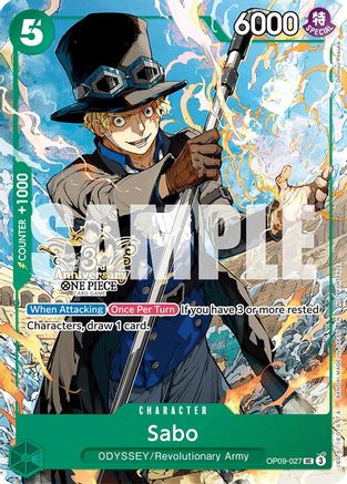 Sabo - OP09-027 (3rd Anniversary Tournament 3 Brothers Pack) (OP09-027) - Carrying On His Will: 3rd Anniversary Tournament Cards