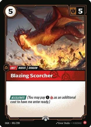 Blazing Scorcher (001/298) - Riftbound Organized Play Promotional Cards Foil