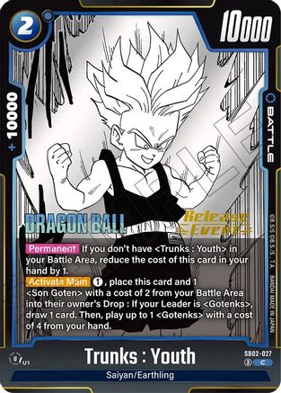 Trunks : Youth (SB02-027) - Manga Booster 02 Release Event Cards Holofoil