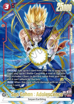 Son Gohan : Adolescence - FB08-012 (Alternate Art) (FB08-012) - Saiyans Pride Holofoil
