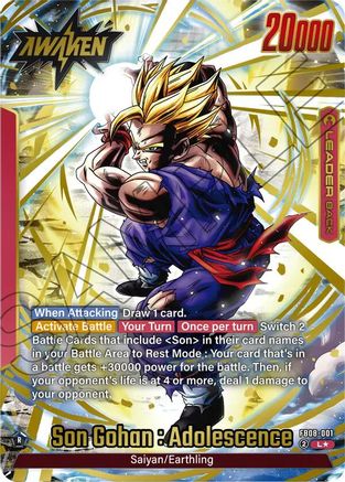 Son Gohan : Adolescence - FB08-001 (Alternate Art) (FB08-001) - Saiyans Pride Holofoil