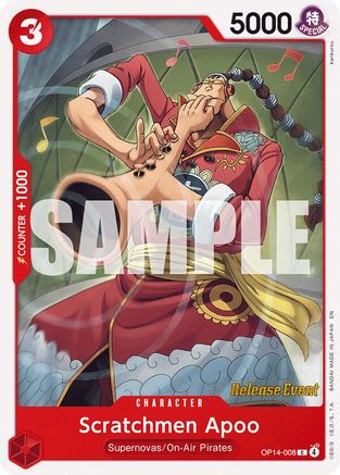 Scratchmen Apoo (OP14-008) - The Azure Sea's Seven Release Event Cards