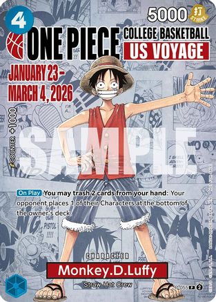 Monkey.D.Luffy (055) (College Basketball US Voyage) (P-055) - One Piece Promotion Cards Foil