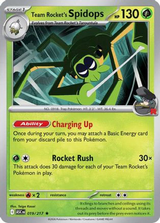 Team Rocket's Spidops 019  - Holofoil ME Ascended Heroes - Rare