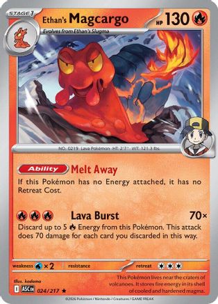 Ethan's Magcargo 024/217  - Reverse Holofoil ME Ascended Heroes - Rare