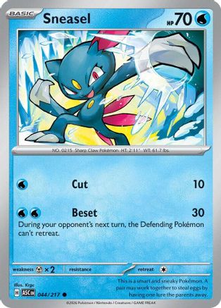 Sneasel 044  - Reverse Holofoil ME Ascended Heroes - Common