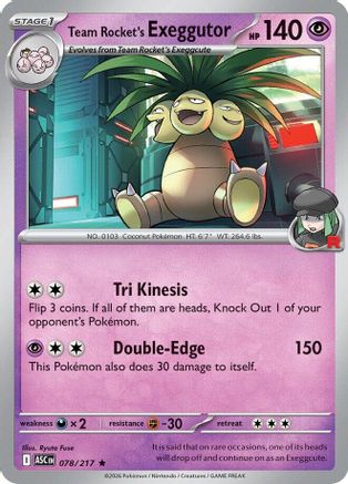 Team Rocket's Exeggutor 078  - Holofoil ME Ascended Heroes - Rare