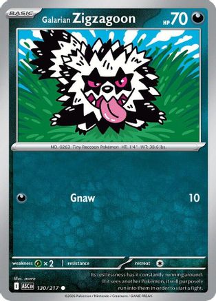 Galarian Zigzagoon 130  - Reverse Holofoil ME Ascended Heroes - Common