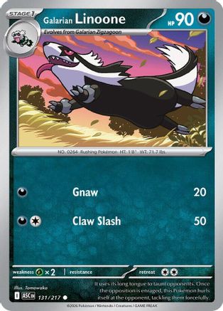 Galarian Linoone 131  - Reverse Holofoil ME Ascended Heroes - Common