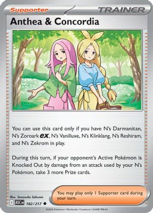 Anthea & Concordia 182/217  - Reverse Holofoil ME Ascended Heroes - Uncommon