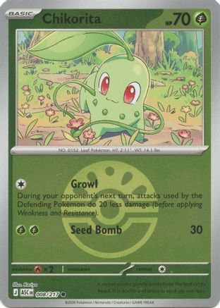Chikorita (Friend Ball) 008  - Reverse Holofoil ME Ascended Heroes - Common