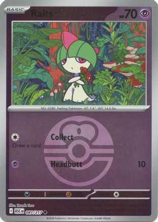 Ralts (Love Ball) 087  - Reverse Holofoil ME Ascended Heroes - Common