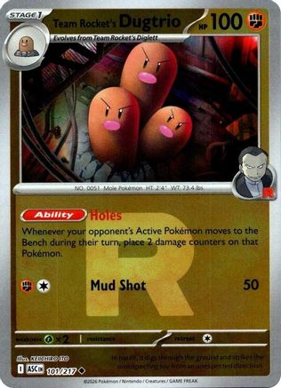 Team Rocket's Dugtrio (Team Rocket) 101/217  - Reverse Holofoil ME Ascended Heroes - Uncommon