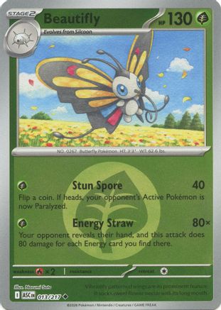 Beautifly (Energy Symbol Pattern) 013/217  - Reverse Holofoil ME Ascended Heroes - Uncommon