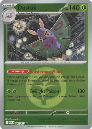 Dustox (Energy Symbol Pattern) 015/217  - Reverse Holofoil ME Ascended Heroes - Uncommon