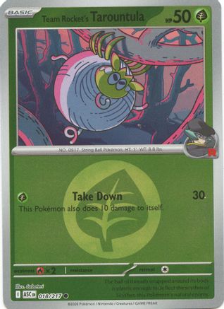 Team Rocket's Tarountula (Energy Symbol Pattern) 018  - Reverse Holofoil ME Ascended Heroes - Common