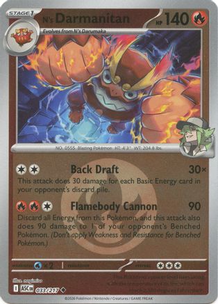 N's Darmanitan (Energy Symbol Pattern) 033  - Reverse Holofoil ME Ascended Heroes - Uncommon
