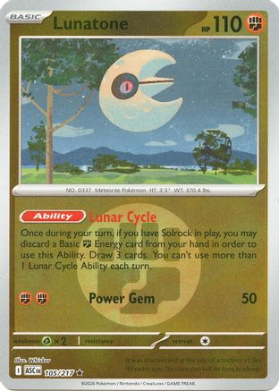 Lunatone (Energy Symbol Pattern) 105  - Reverse Holofoil ME Ascended Heroes - Rare