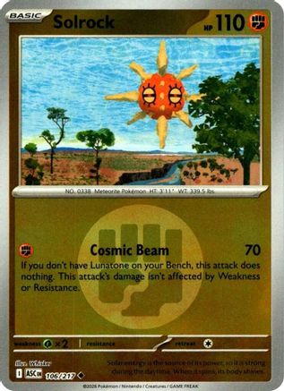 Solrock (Energy Symbol Pattern) 106  - Reverse Holofoil ME Ascended Heroes - Uncommon