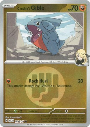 Cynthia's Gible (Energy Symbol Pattern) 109  - Reverse Holofoil ME Ascended Heroes - Common