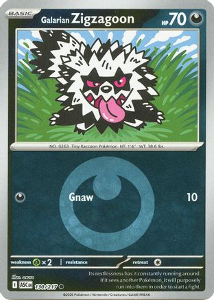 Galarian Zigzagoon (Energy Symbol Pattern) 130  - Reverse Holofoil ME Ascended Heroes - Common