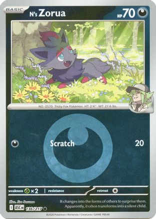 N's Zorua (Energy Symbol Pattern) 136  - Reverse Holofoil ME Ascended Heroes - Common