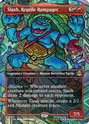 Slash, Reptile Rampager (Borderless) (TMT-208) - Teenage Mutant Ninja Turtles Foil
