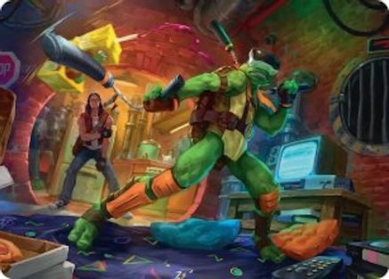 Michelangelo, Game Master Art Card (ASTMT-013) - Art Series: Teenage Mutant Ninja Turtles
