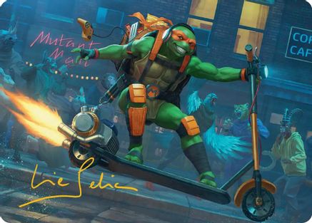 Michelangelo, On the Scene Art Card (Gold-Stamped Signature) (ASTMT-049) - Art Series: Teenage Mutant Ninja Turtles