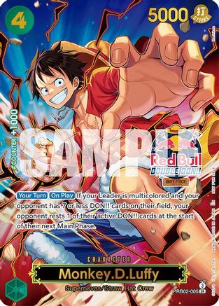 Monkey.D.Luffy (Red Bull Double Don!!) (Winner) (Textured) (PRB02-005) - One Piece Promotion Cards Foil