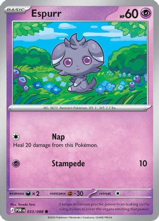 Espurr 033/088  - Reverse Holofoil ME03 Perfect Order - Common