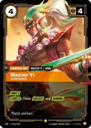 Master Yi - Tempered (Alternate Art) (113a/219) - Unleashed Foil
