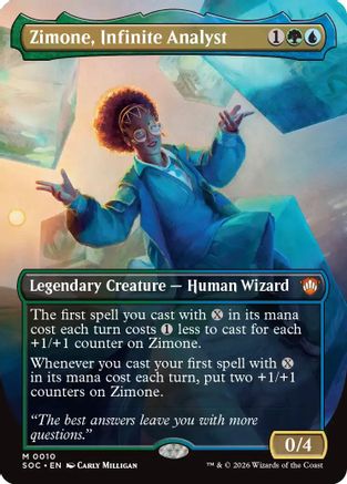 Zimone, Infinite Analyst (Borderless) (SOC-010) - Commander: Secrets of Strixhaven Foil