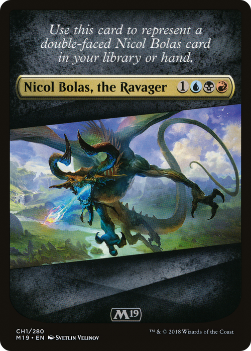 Checklist Card - Core Set 2019 (Nicol Bolas, the Ravager) (M19-CH1) - Core Set 2019 Tokens