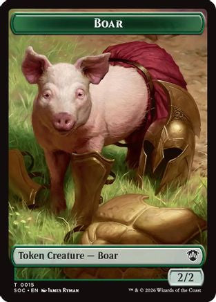 Boar // Fractal (0005) Double-Sided Token (SOC-15 // 5) - Commander: Secrets of Strixhaven