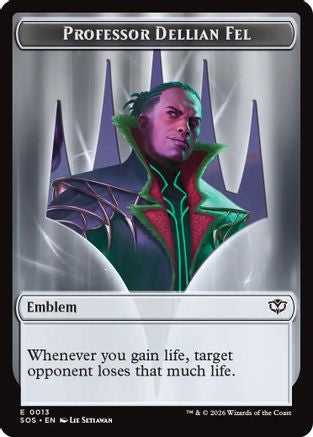 Emblem - Professor Dellian Fel  // Pest (0008) Double-Sided Token (SOS-13 // 8) - Secrets of Strixhaven