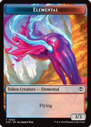 Elemental (0002) // Treasure Double-Sided Token (SOS-2 // 12) - Secrets of Strixhaven