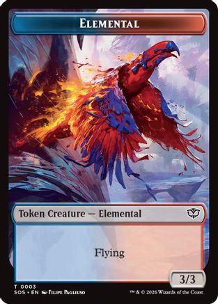 Elemental (0003) // Treasure Double-Sided Token (SOS-3 // 12) - Secrets of Strixhaven Foil