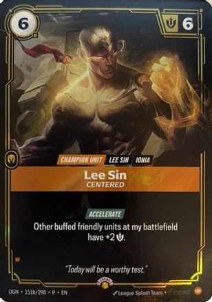 Lee Sin - Centered (151b/298) - Riftbound Organized Play Promotional Cards Foil